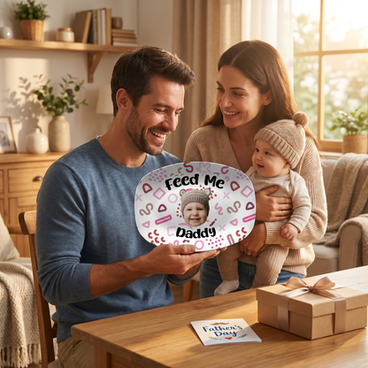 Personalized “Feed Me Daddy” Decorative Plate – Funny BBQ Keepsake for Dad