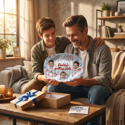 Personalized Daddy’s Grilling Plate – Custom Name & Photo BBQ Decoration