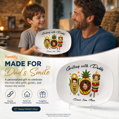 Personalized “Grilling With Daddy” Decorative Plate – Custom Photo BBQ Keepsake