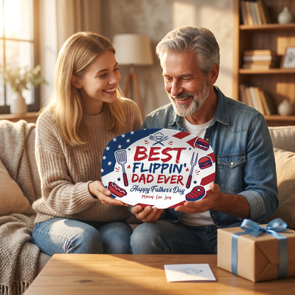 Personalized “Best Flippin’ Dad Ever” Decorative Plate – BBQ Keepsake for Dad