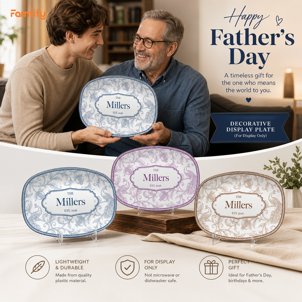 Personalized BBQ Decorative Plate – Custom Name & Year Keepsake for Dad