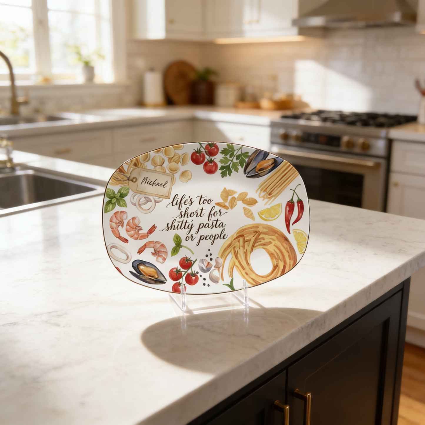 Personalized “Life Is Too Short For Shitty Pasta Or People” Decorative Plate