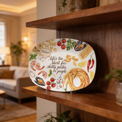 Personalized “Life Is Too Short For Shitty Pasta Or People” Decorative Plate
