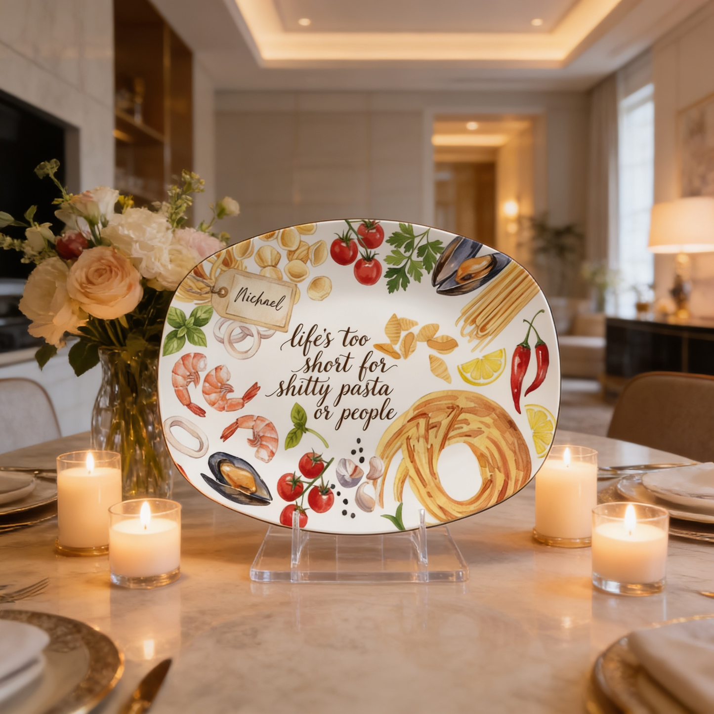 Personalized “Life Is Too Short For Shitty Pasta Or People” Decorative Plate
