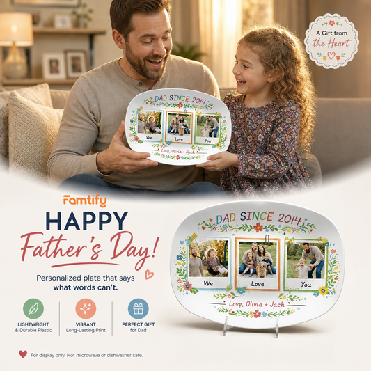 Personalized "We Love Dad" Decorative Plate - Custom Photo Family Keepsake