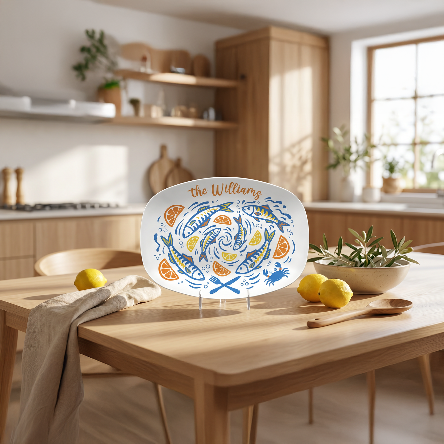 Personalized Seafood Decorative Plate – Custom Family Name Coastal Keepsake