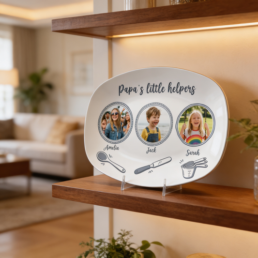 Personalized "Papa's Little Helpers" Decorative Plate - Custom Family Keepsake