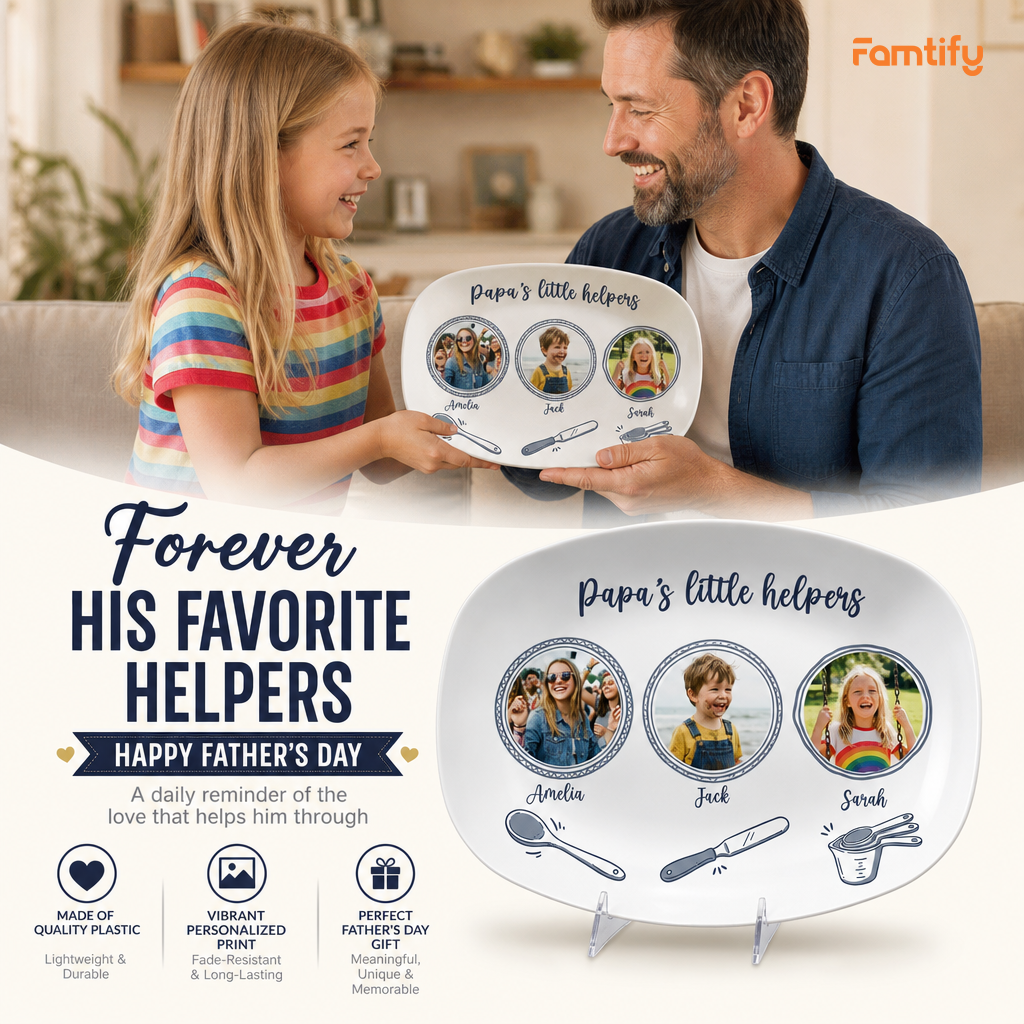 Personalized “Papa’s Little Helpers” Decorative Plate – Custom Family Keepsake