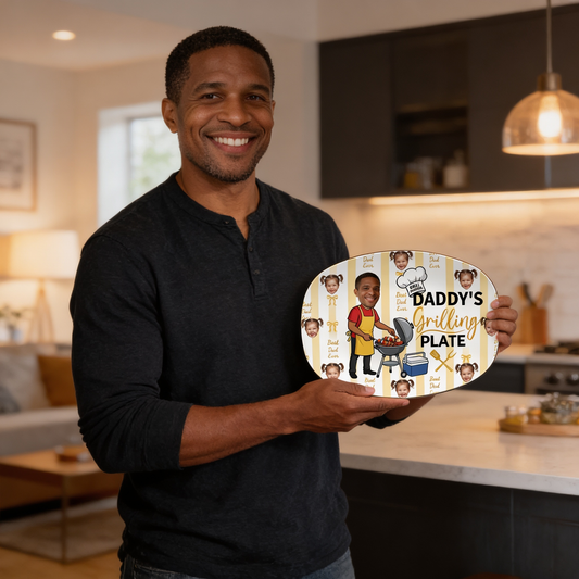 Personalized "Best Dad Ever" Daddy's Grilling Plate - BBQ Decorative Keepsake