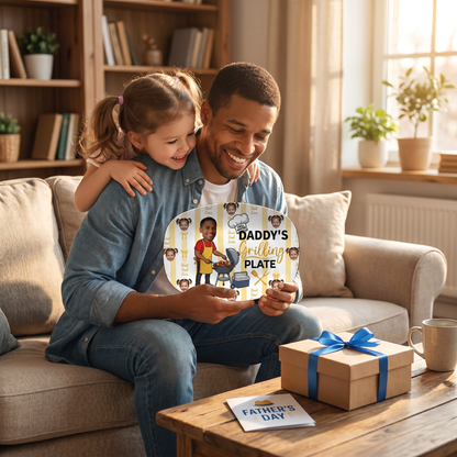 Personalized “Best Dad Ever” Daddy’s Grilling Plate – BBQ Decorative Keepsake