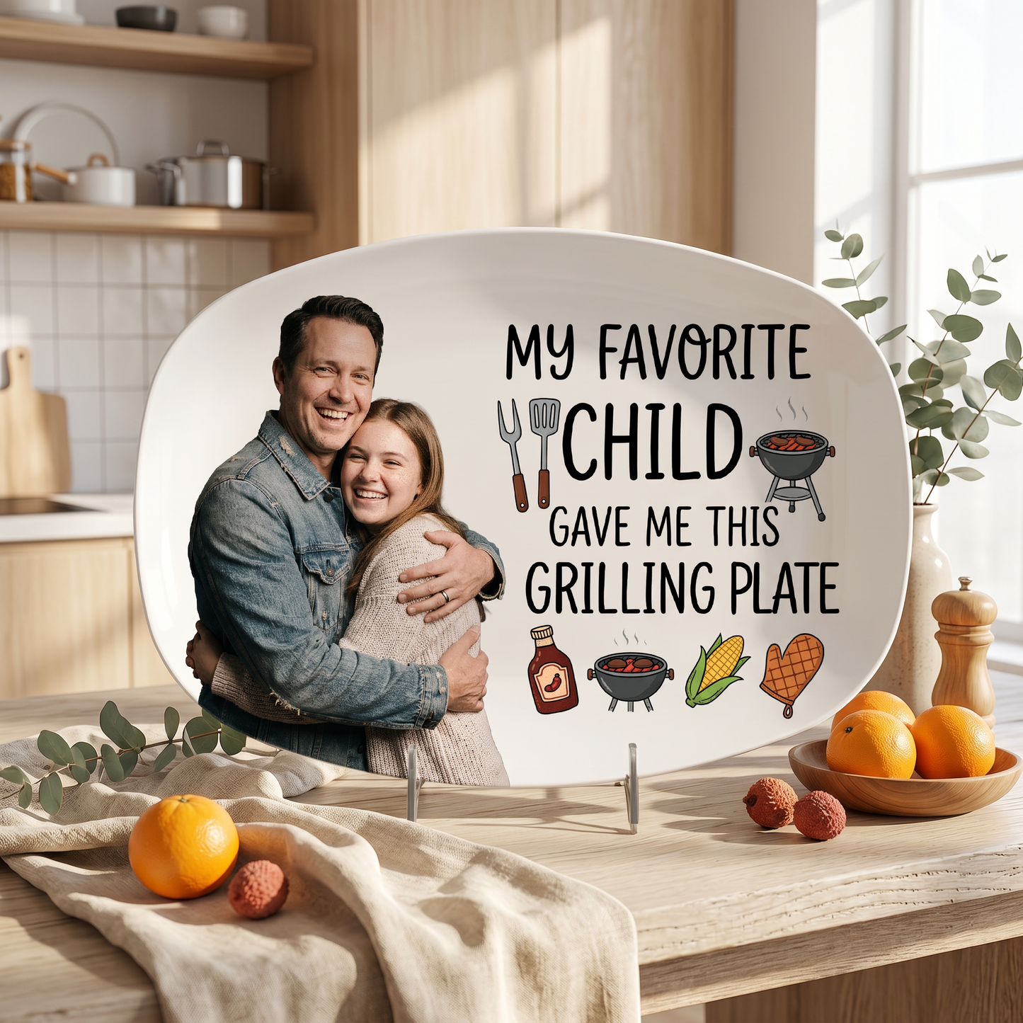 Personalized “My Favorite Child Gave Me This Grilling Plate” Decorative Keepsake