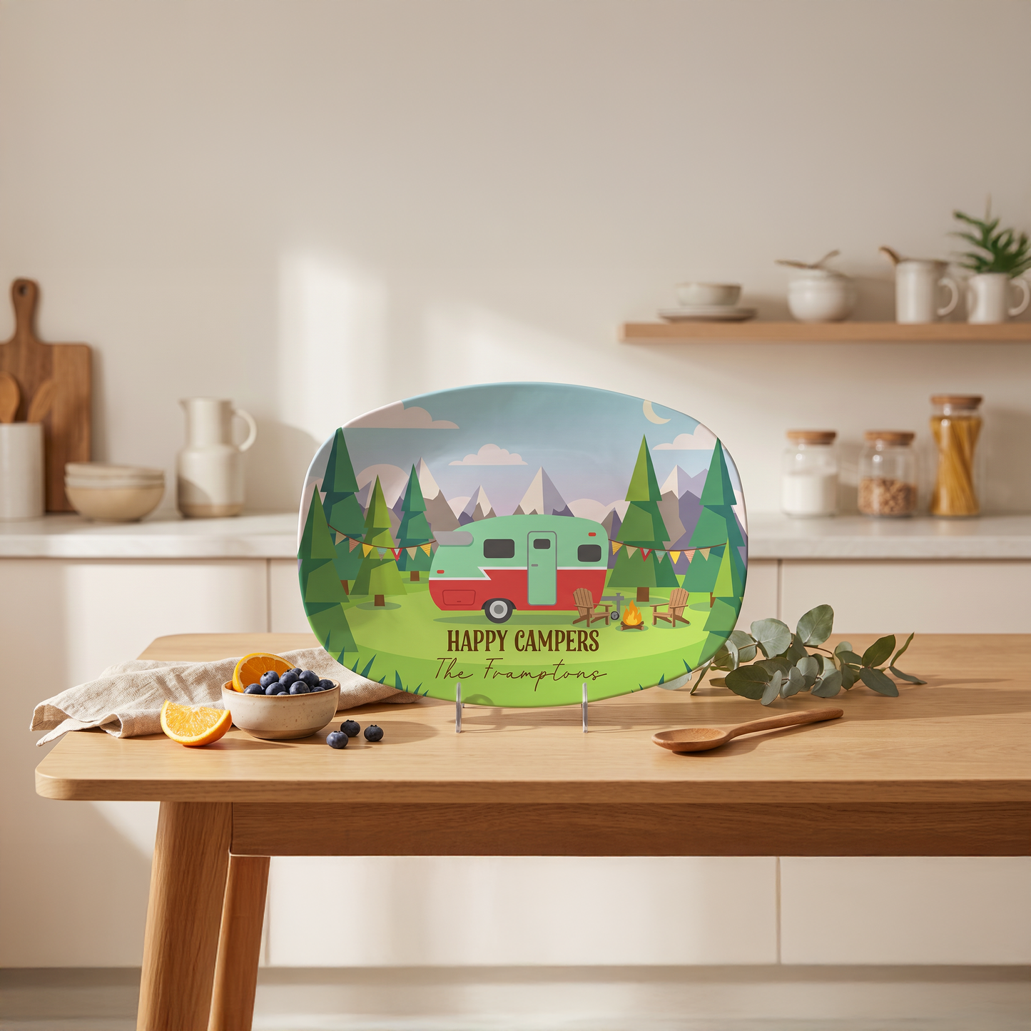 Personalized “Happy Camper” Decorative Plate – Custom Camping Family Keepsake