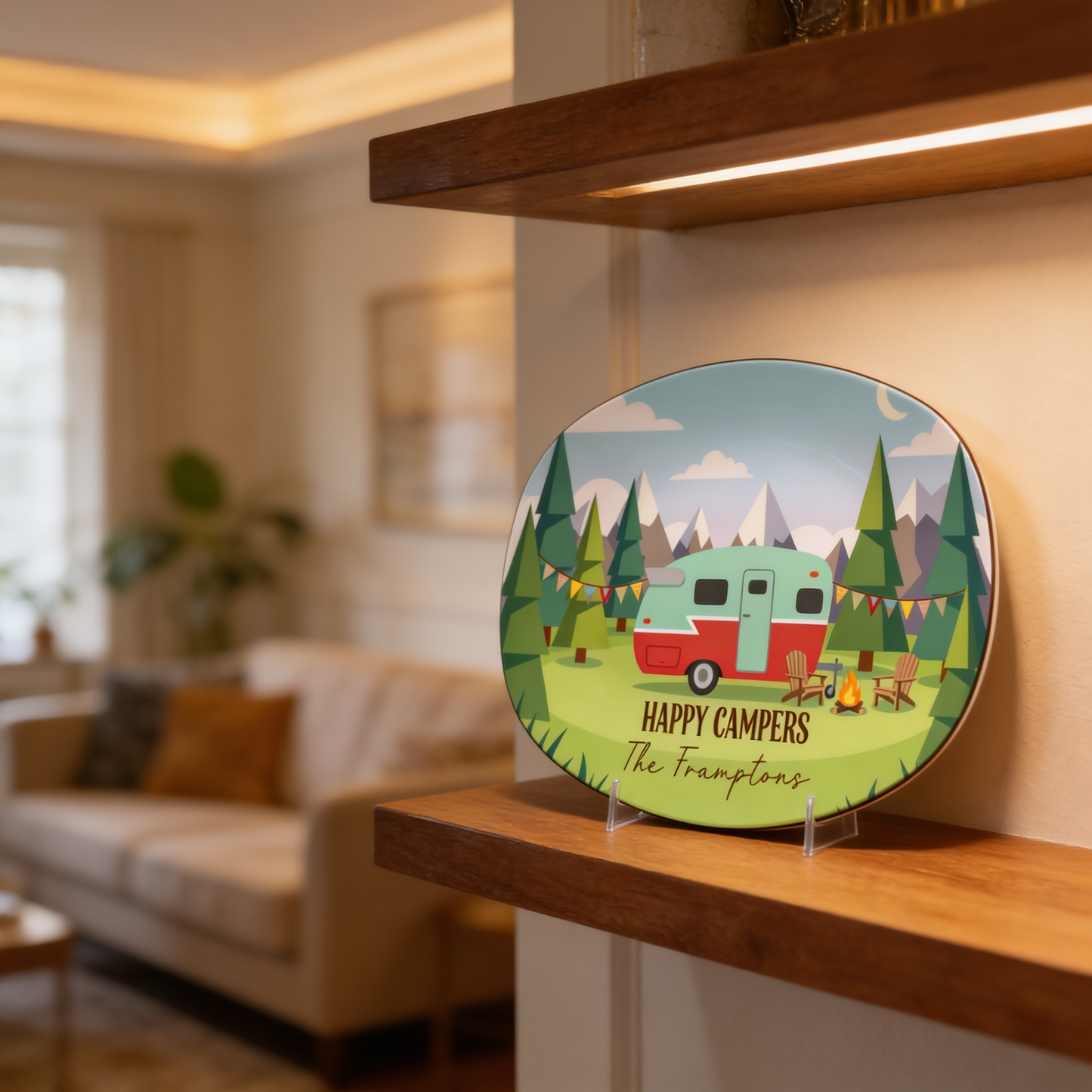 Personalized “Happy Camper” Decorative Plate – Custom Camping Family Keepsake