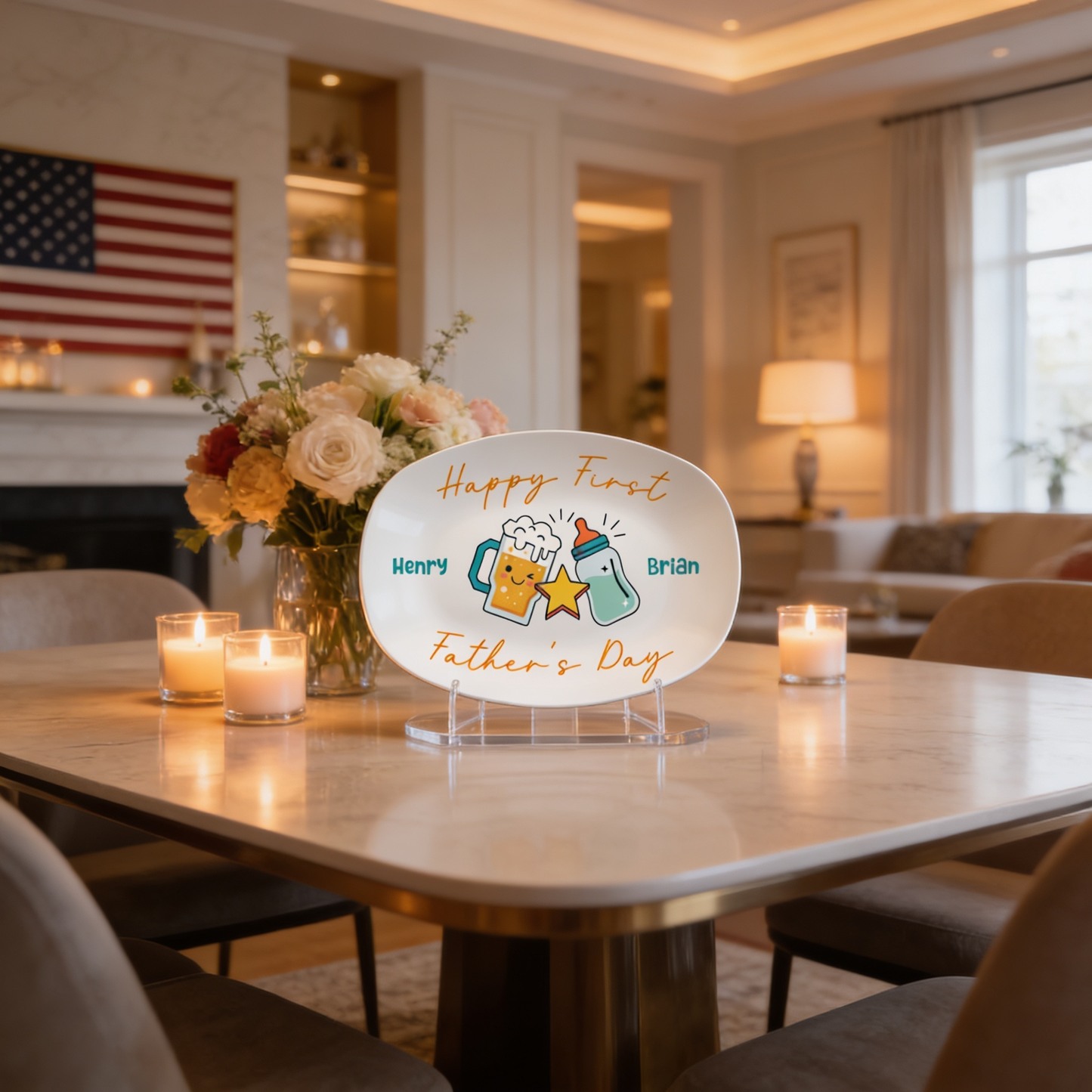 Personalized “Happy 1st Father’s Day” Decorative Plate – Custom Dad Keepsake