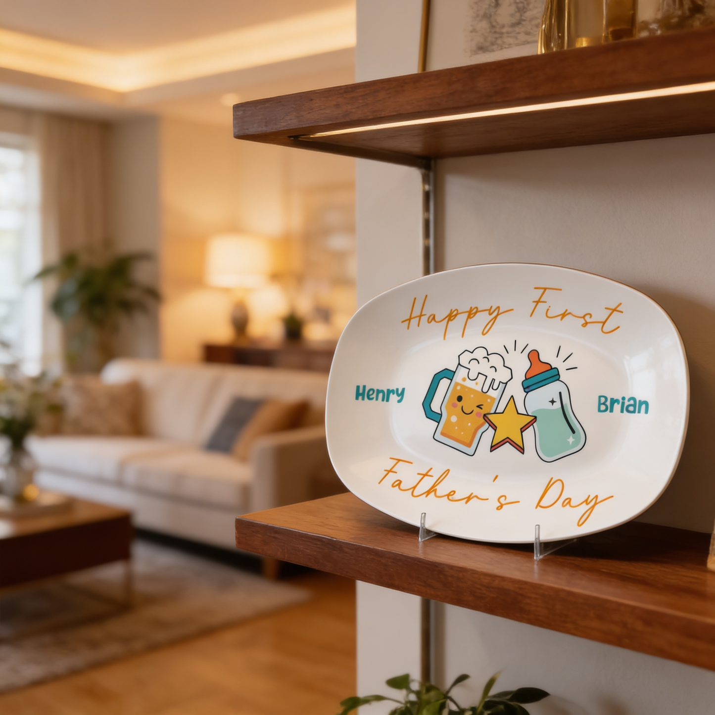 Personalized “Happy 1st Father’s Day” Decorative Plate – Custom Dad Keepsake