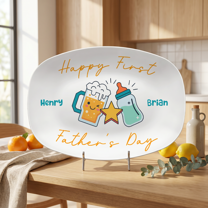 Personalized “Happy 1st Father’s Day” Decorative Plate – Custom Dad Keepsake