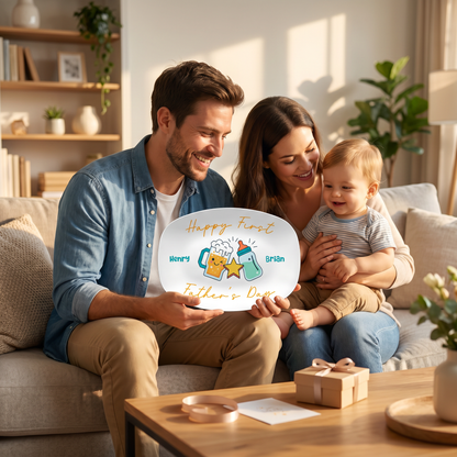Personalized “Happy 1st Father’s Day” Decorative Plate – Custom Dad Keepsake