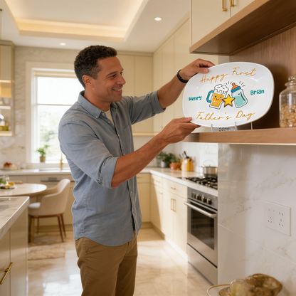 Personalized “Happy 1st Father’s Day” Decorative Plate – Custom Dad Keepsake
