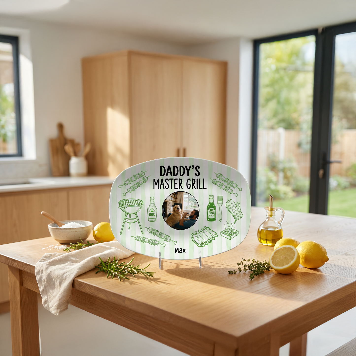 Personalized “Daddy’s Master Grill” Decorative Plate – BBQ Keepsake for Dad