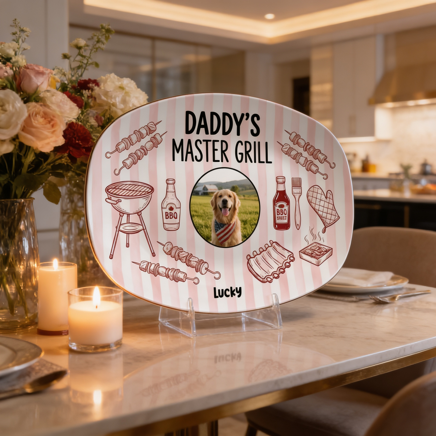 Personalized “Daddy’s Master Grill” Decorative Plate – BBQ Keepsake for Dad