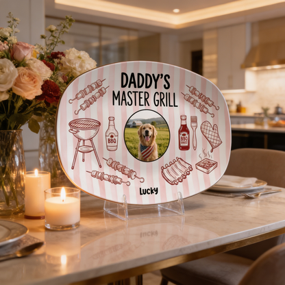 Personalized “Daddy’s Master Grill” Decorative Plate – BBQ Keepsake for Dad