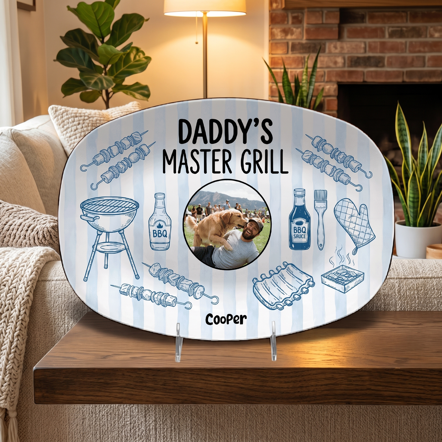 Personalized “Daddy’s Master Grill” Decorative Plate – BBQ Keepsake for Dad