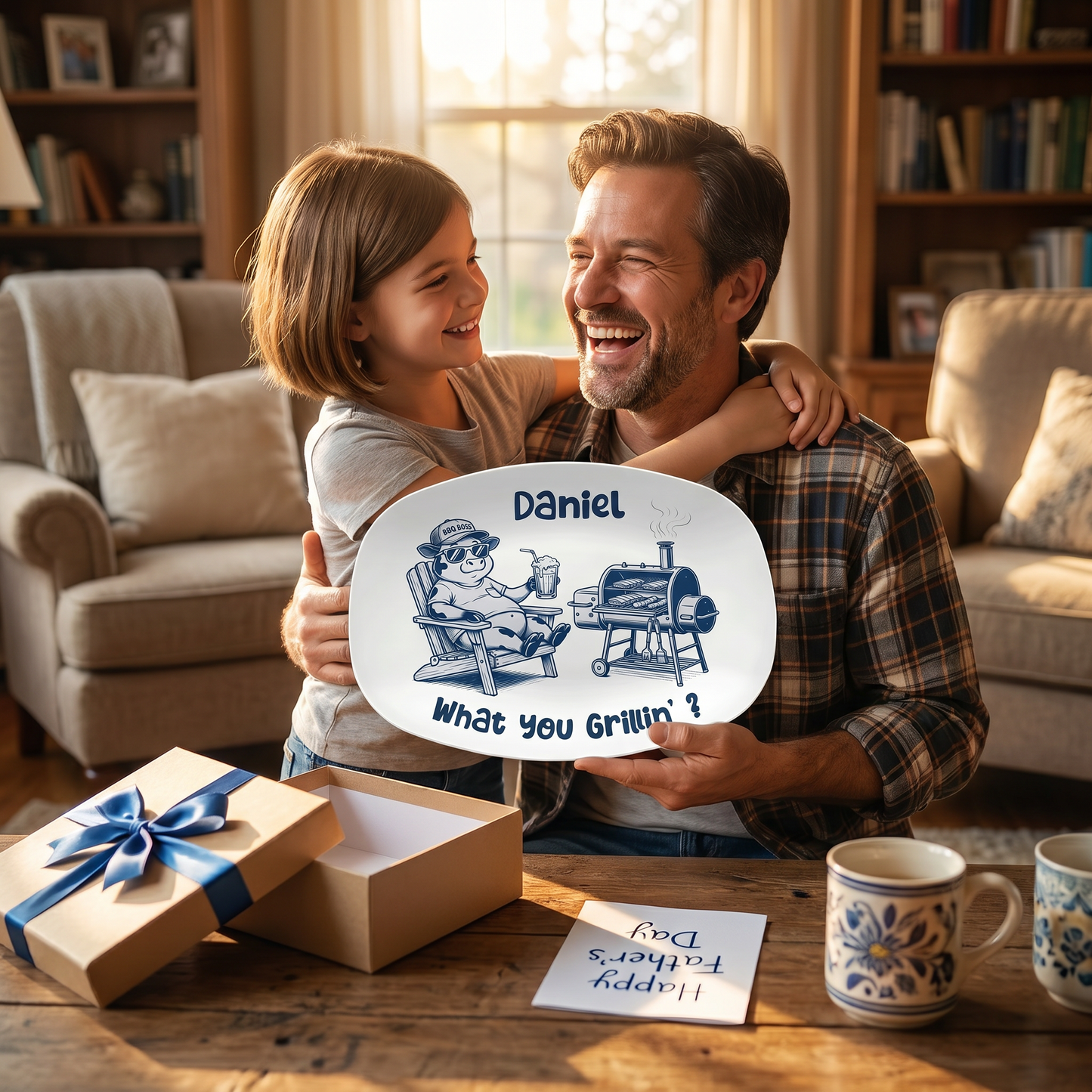 Personalized “What You Grillin’?” Decorative Plate – Funny BBQ Keepsake for Dad