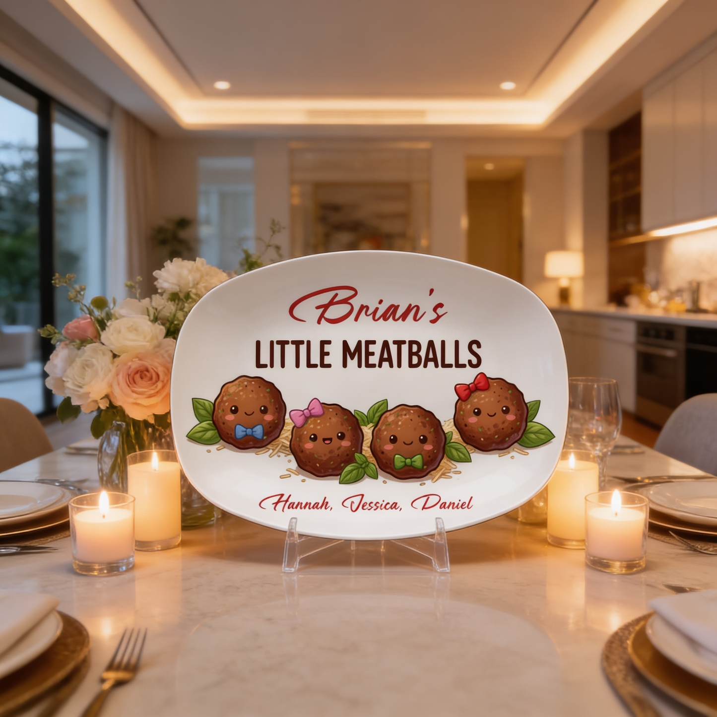 Personalized “Dad’s Little Meatballs” Decorative Plate – Custom Family BBQ Keepsake