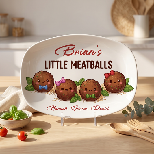 Personalized “Dad’s Little Meatballs” Decorative Plate – Custom Family BBQ Keepsake