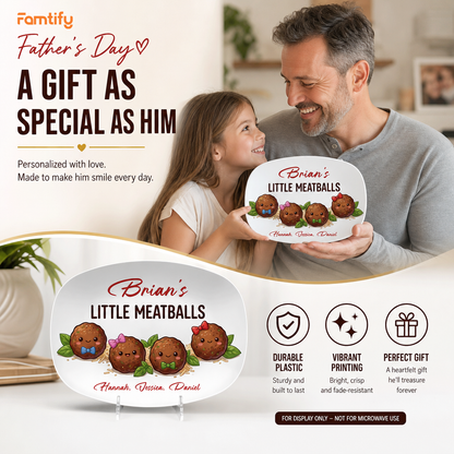 Personalized “Dad’s Little Meatballs” Decorative Plate – Custom Family BBQ Keepsake