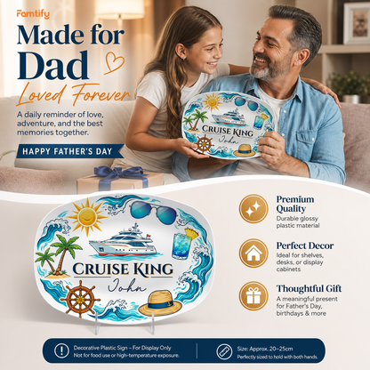 Personalized Cruise King Dad Decorative Plate – Custom Name Cruise Keepsake