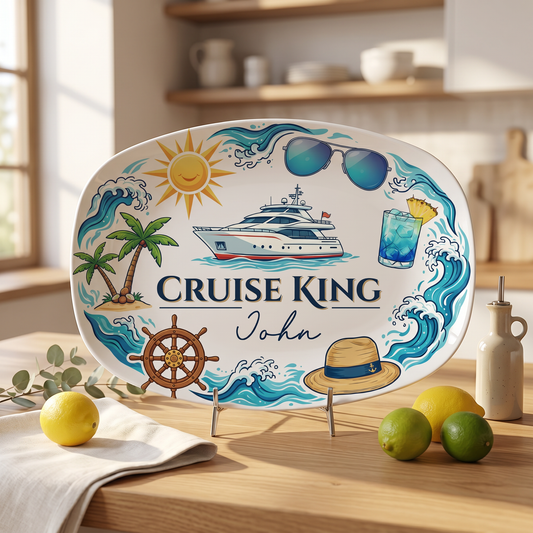 Personalized Cruise King Dad Decorative Plate – Custom Name Cruise Keepsake