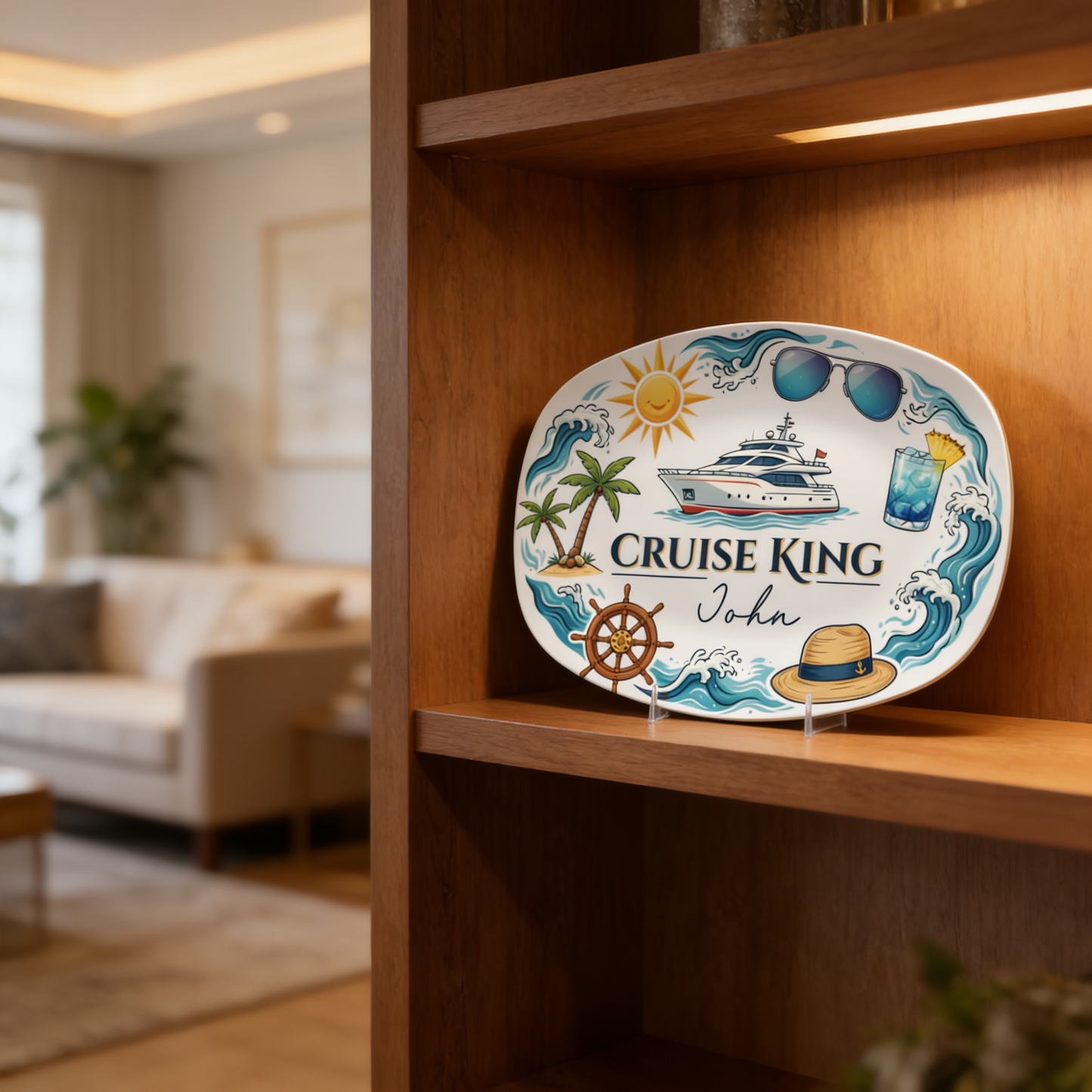 Personalized Cruise King Dad Decorative Plate – Custom Name Cruise Keepsake