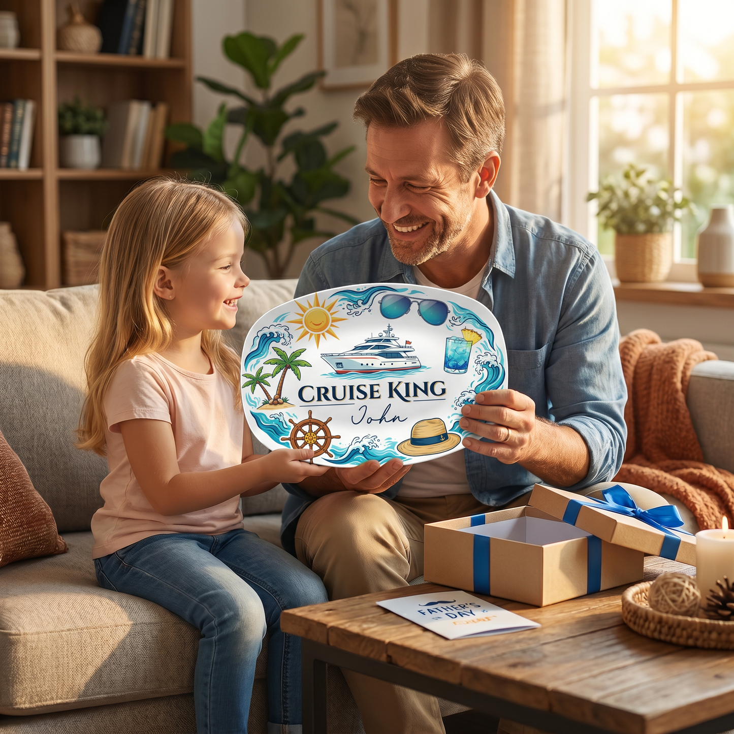 Personalized Cruise King Dad Decorative Plate – Custom Name Cruise Keepsake