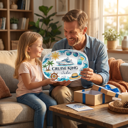 Personalized Cruise King Dad Decorative Plate – Custom Name Cruise Keepsake