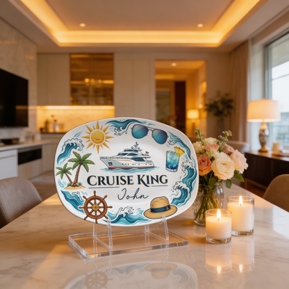 Personalized Cruise King Dad Decorative Plate – Custom Name Cruise Keepsake