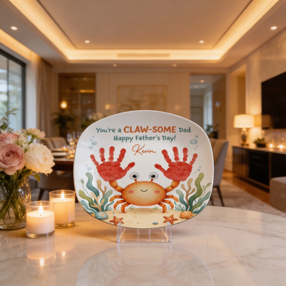 Personalized “You’re A Claw-Some Dad” Decorative Plate – Custom Name Crab Keepsake