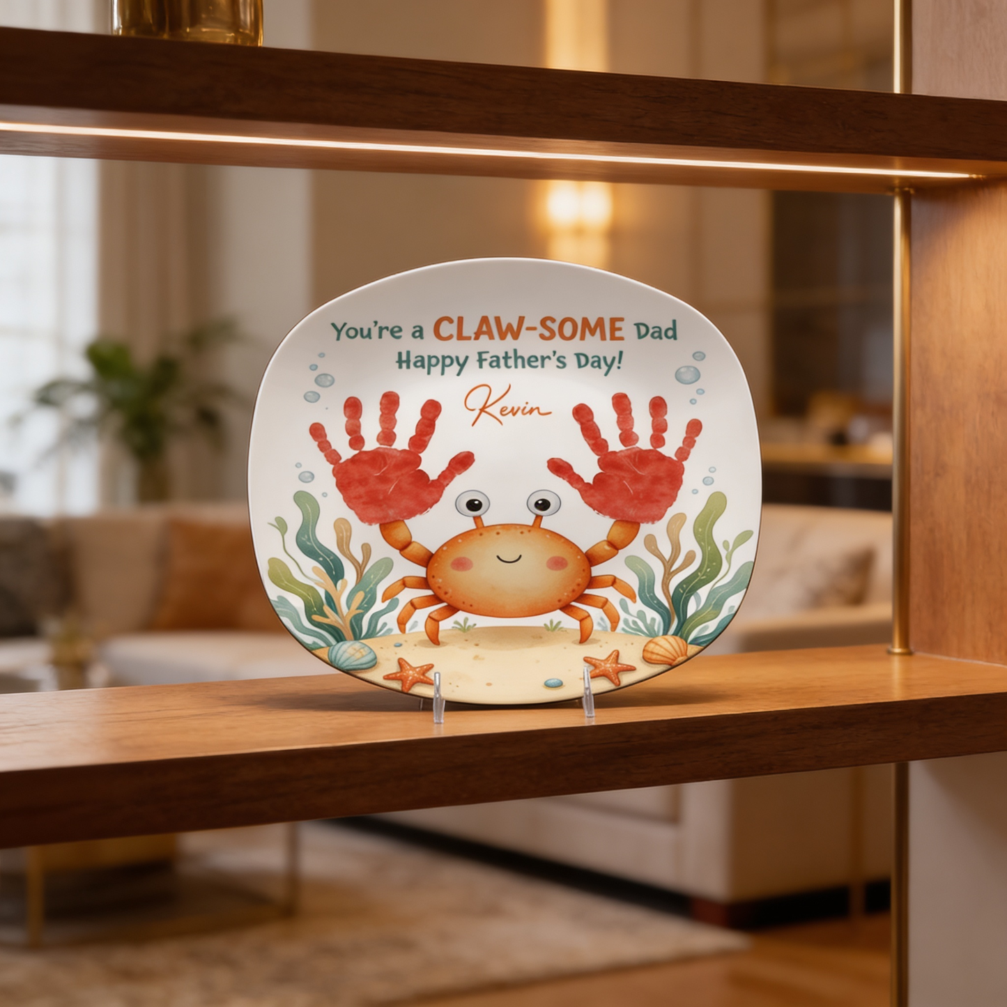 Personalized “You’re A Claw-Some Dad” Decorative Plate – Custom Name Crab Keepsake