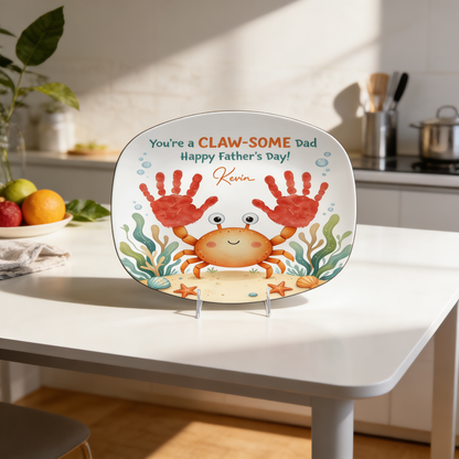 Personalized “You’re A Claw-Some Dad” Decorative Plate – Custom Name Crab Keepsake