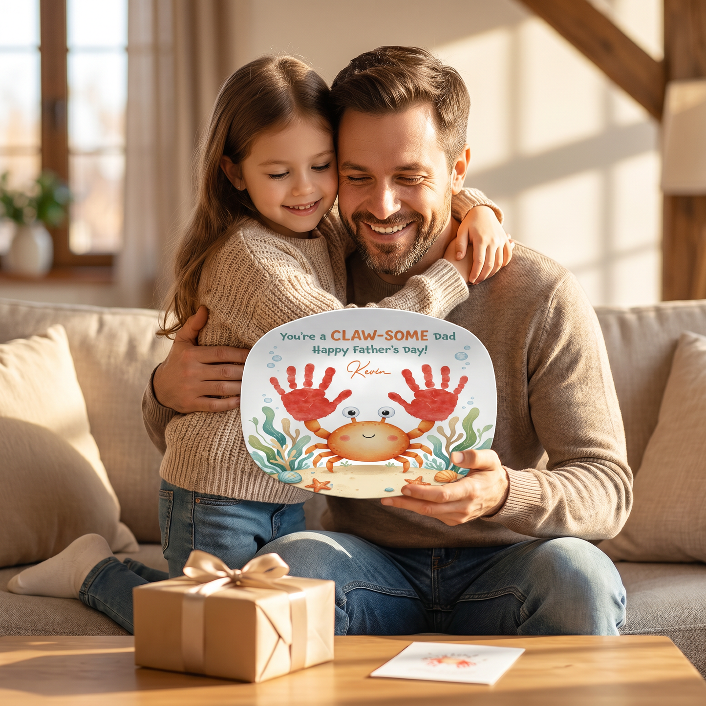 Personalized “You’re A Claw-Some Dad” Decorative Plate – Custom Name Crab Keepsake