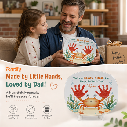 Personalized “You’re A Claw-Some Dad” Decorative Plate – Custom Name Crab Keepsake