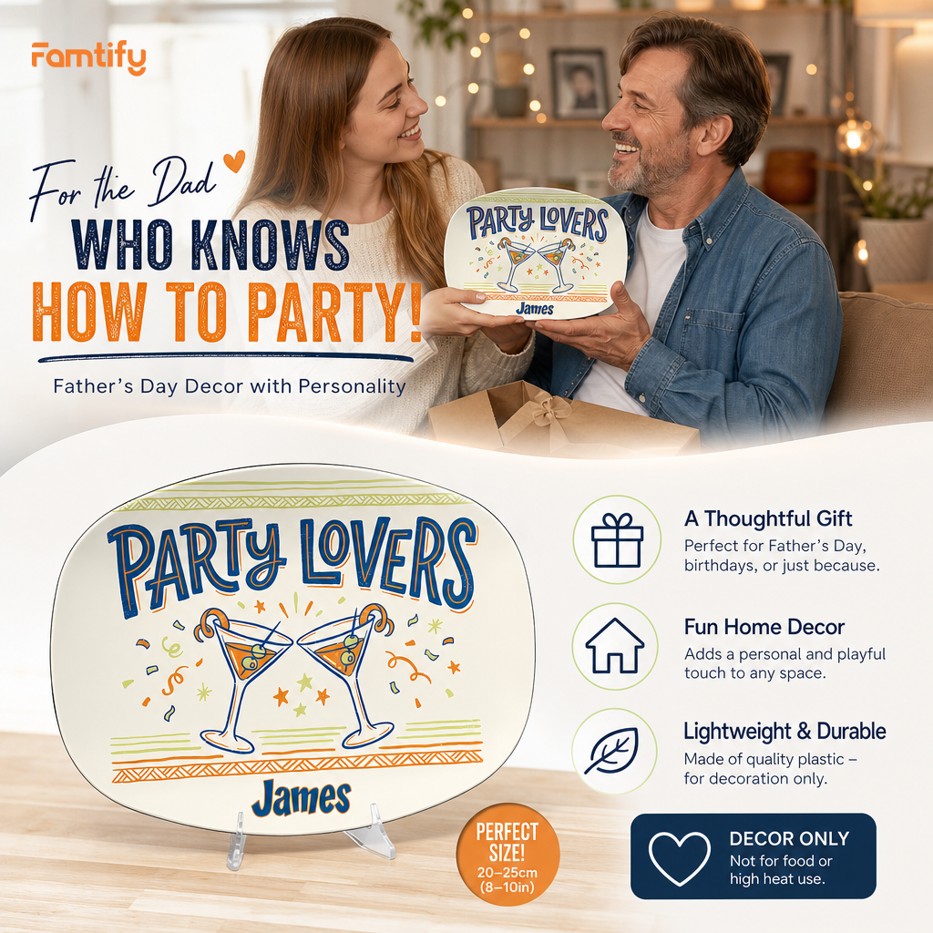 Personalized Party Lovers Decorative Plate – Custom Name Celebration Keepsake