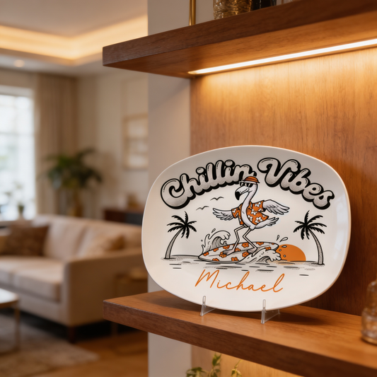 Personalized Chilling Vibe For Dad Decorative Plate - Custom Name Relaxing Dad Keepsake