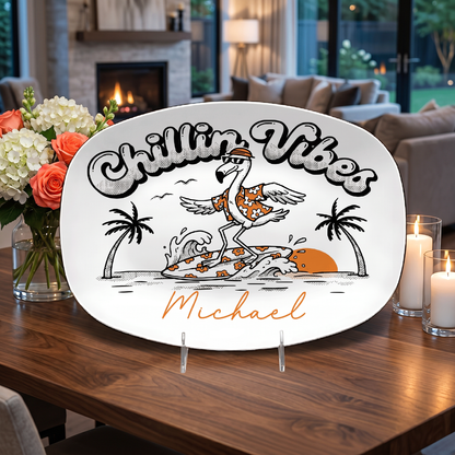 Personalized Chilling Vibe For Dad Decorative Plate – Custom Name Relaxing Dad Keepsake