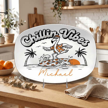 Personalized Chilling Vibe For Dad Decorative Plate – Custom Name Relaxing Dad Keepsake