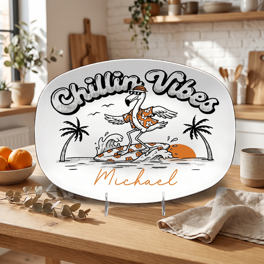 Personalized Chilling Vibe For Dad Decorative Plate – Custom Name Relaxing Dad Keepsake