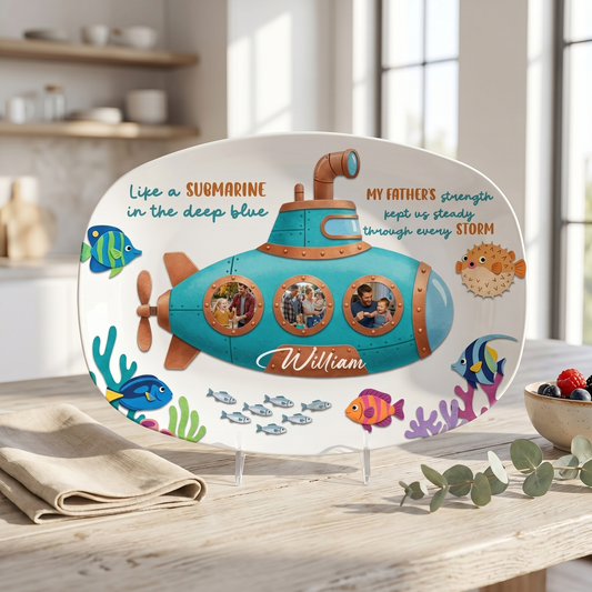 Personalized “My Father, My Submarine” Decorative Plate – Custom Name Navy Keepsake