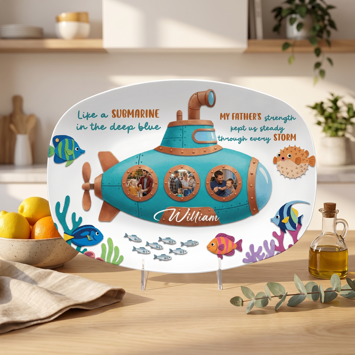 Personalized “My Father, My Submarine” Decorative Plate – Custom Name Navy Keepsake