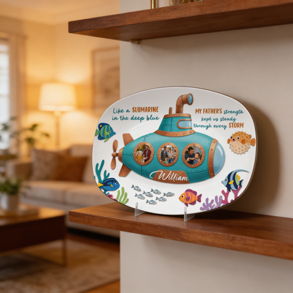 Personalized “My Father, My Submarine” Decorative Plate – Custom Name Navy Keepsake