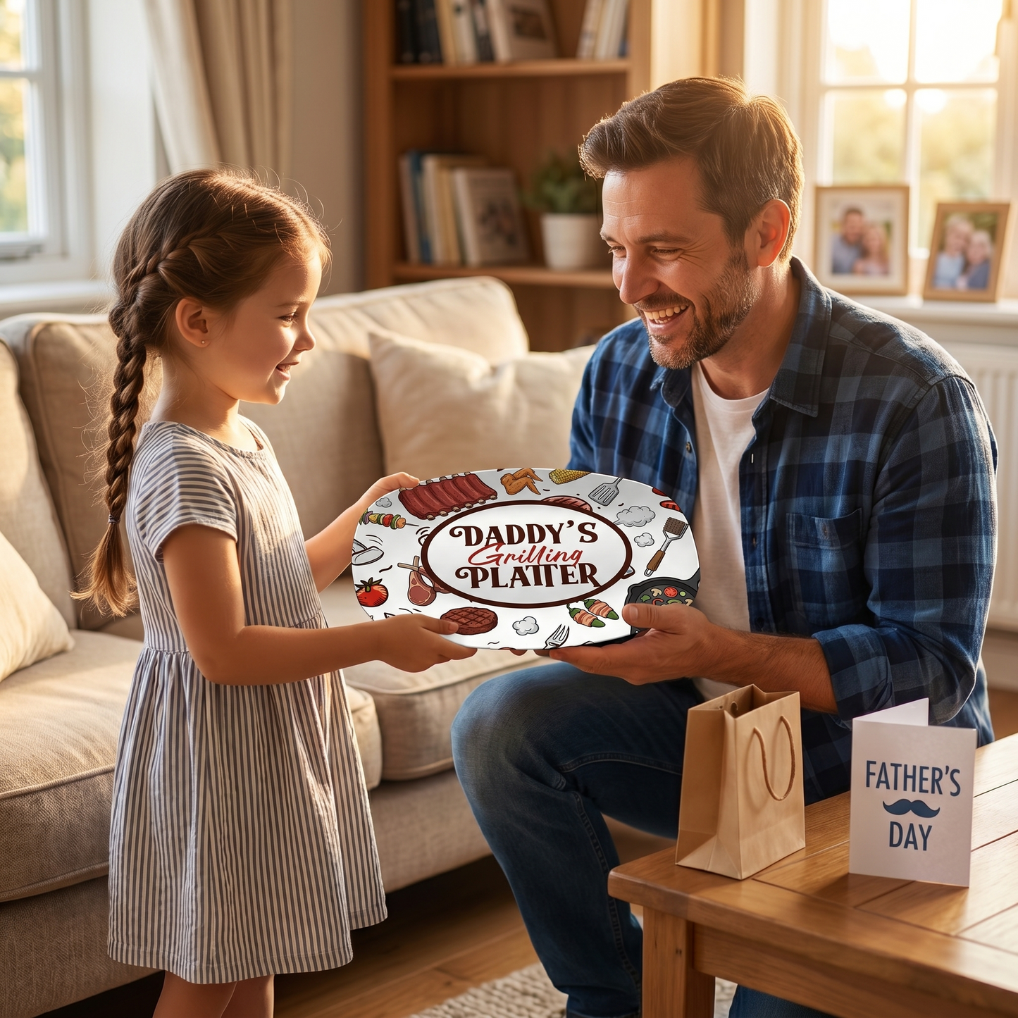 Personalized Daddy’s Grilling Platter – Custom Name BBQ Decorative Keepsake